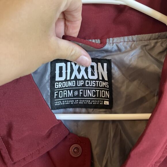 Dixxon Mens Sz L Ground Up Customs Windbreaker Jacket Maroon Snap Front Workwear - Picture 4 of 12